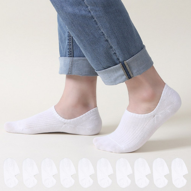 허니삭스 국산 남자 여자 세상편한 골지 페이크삭스 안벗겨지는 덧신 10켤레