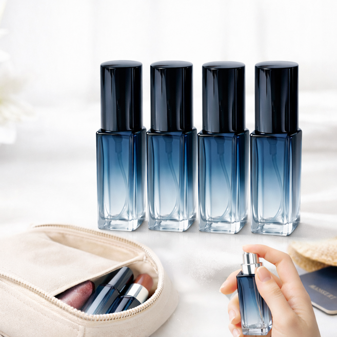 익스오더 외출 여행용 휴대용 향수 공병 10ml, 4개, 블루 그라데이션