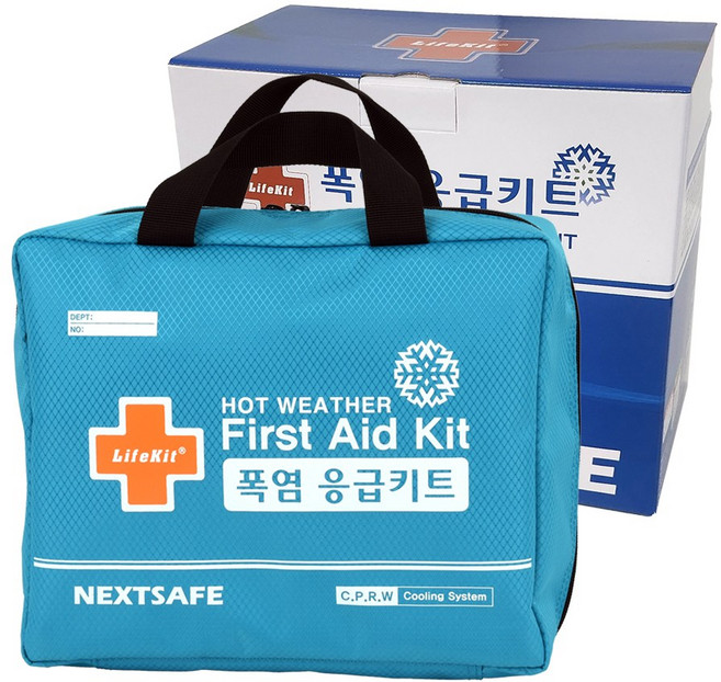 넥스트세이프 폭염대비 응급키트 휴대용 가방형 구급함 HW4 블루, 1개
