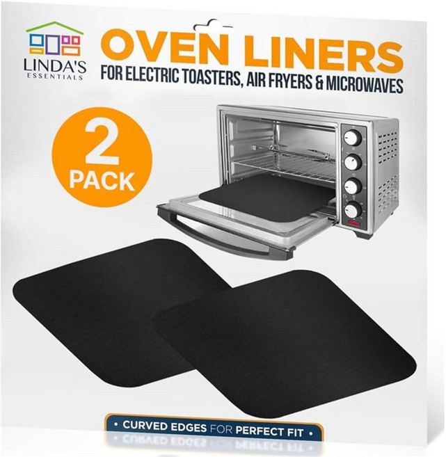 쿠시나트 라이너(4팩) 논스틱 라이너 오븐 가능한 x12인치(블랙) 등과 12인치 대시 바닥용 토스터 재사용 브레빌 라이너 내열 호환 에어프라이어 - 블랙앤데커, 2 Pack, Silver