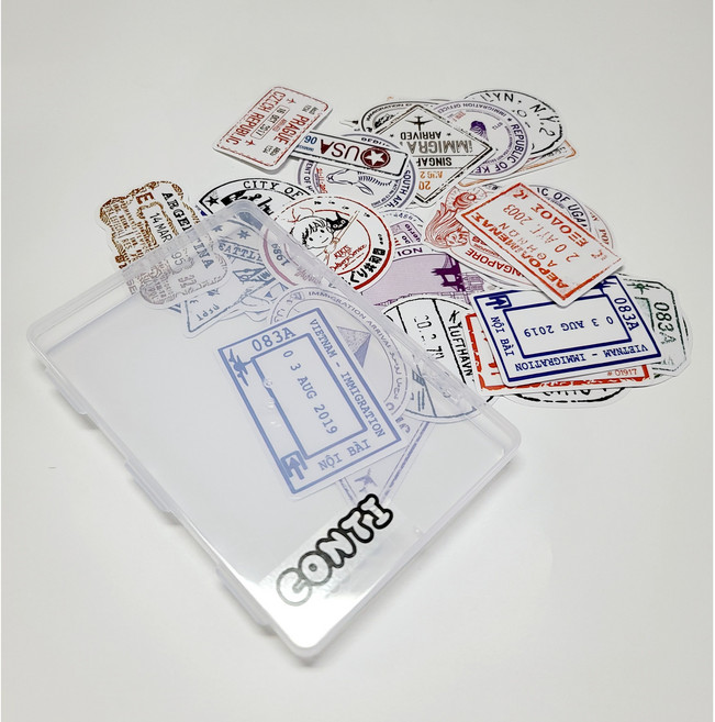 콘티 캐리어 스티커 전용케이스 포함 다용도 입국도장, 100매