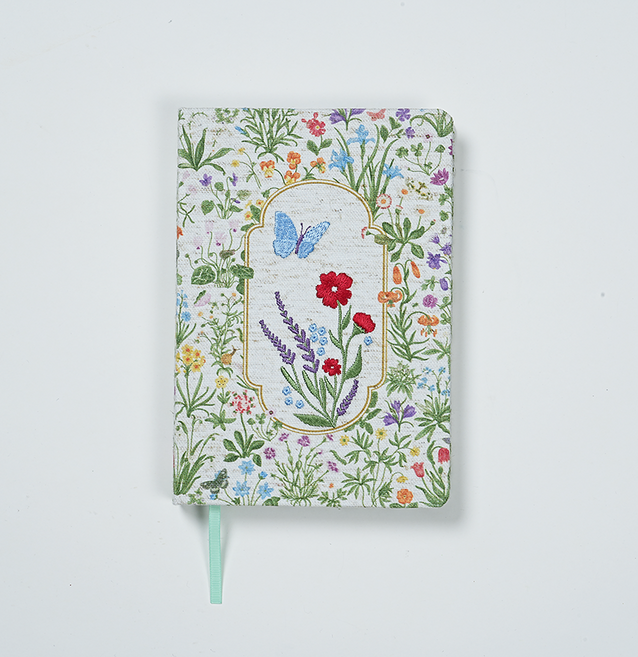 [웍스라이프] 패브릭 저널 자수(Embroidery), 1개, 야생화(Wild Flowers) / 화이트