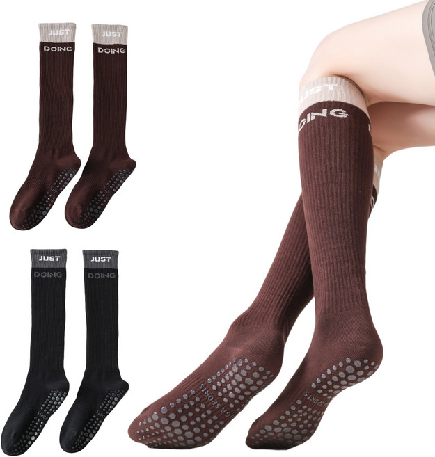 스위트나나 고탄성 골지 압박 필라테스 골프 요가 스포츠 롱삭스 2켤레 세트