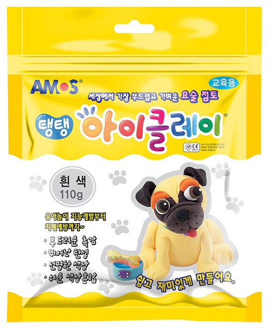 아모스 5000 탱탱아이클레이 파우치, 흰색, 110g, 1개