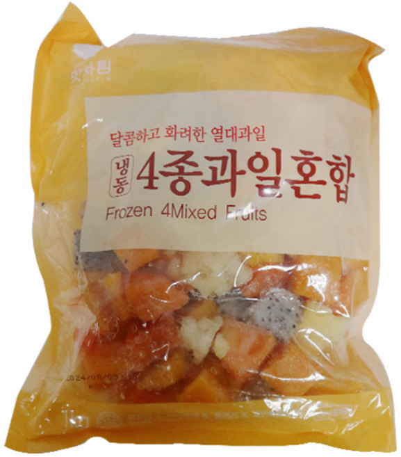 세미원 냉동4종과일혼합1kg 1개 망고 파파야 용과 파인애플, 1kg