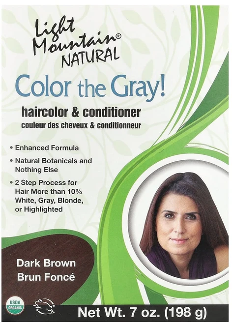 라이트마운틴 컬러 더 그레이 내추럴 헤어 컬러 & 컨디셔너 다크 브라운 7 온스 (197 그램), 1개 - 쿠팡