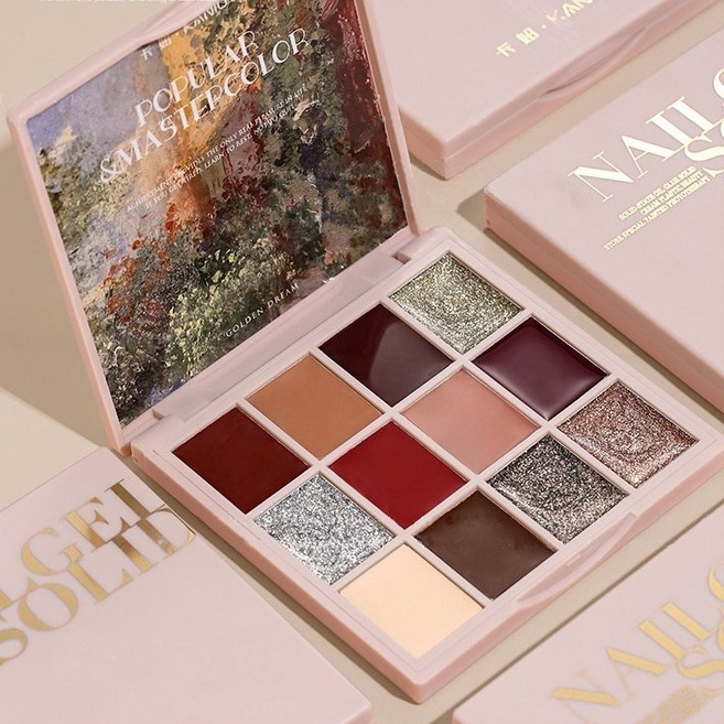 Lalara 12색 솔리드 팔레트 크림젤 시리즈(네일 브러쉬포함), 팔레트-01, 1개