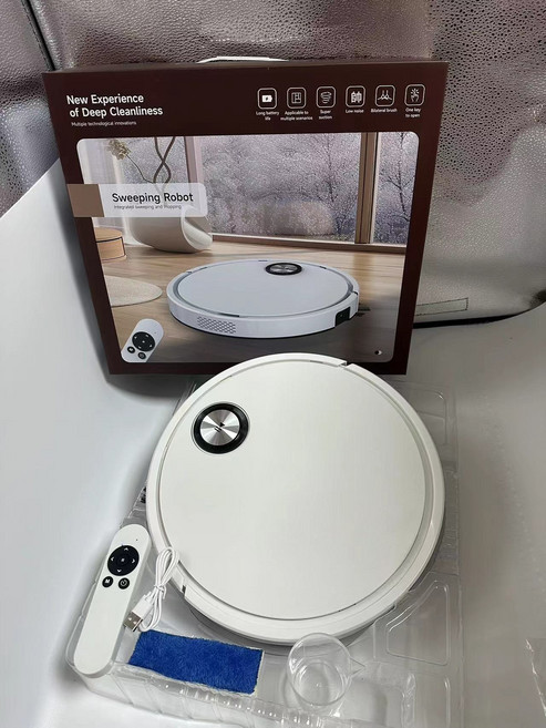 智能家用掃地機器人防跌落洗地機吸拖一體拖地機家電禮品爆款, 一臺, 白色【APP控制＋防跌落】-彩盒裝