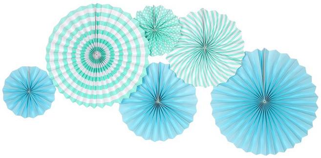 파티짱 파티 페이퍼 팬 세트 행잉데코 가랜드 장식, 블루