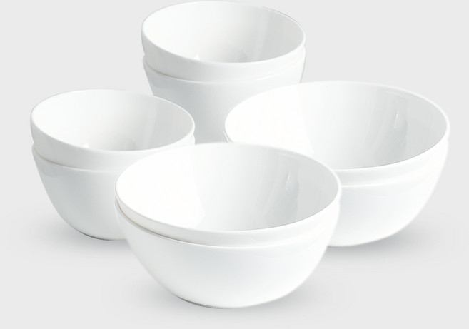 한국도자기 화이트블룸 공기 4p + 대접 4p 4인 세트, 화이트, 공기4p+대접4p, 1개