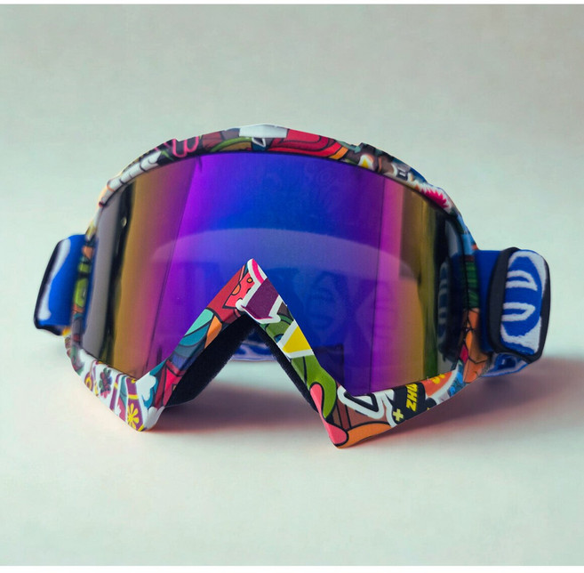 아트 그래피티 스키 스노우 오토바이 바이크 워터밤 방풍 UV400 고글, 1개, 무지개A