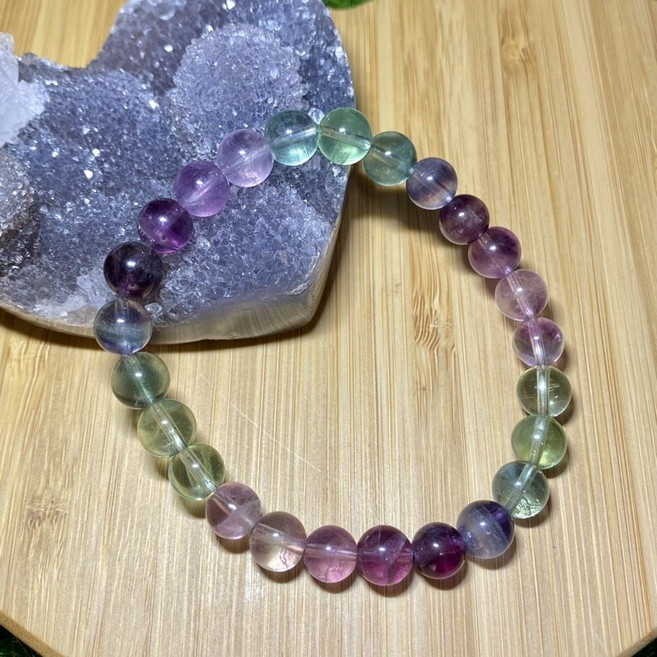 智媽水晶生活館 冰淇淋螢石手鍊 多彩圓珠 多尺寸選擇, 7.9m第五條