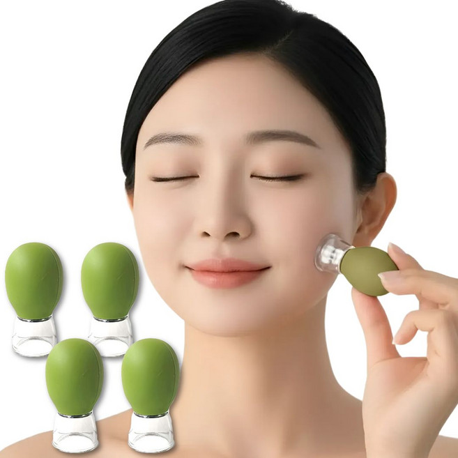 데일리앳 얼굴 V라인 주름케어 리프팅 마사지컵, 4개, 그린