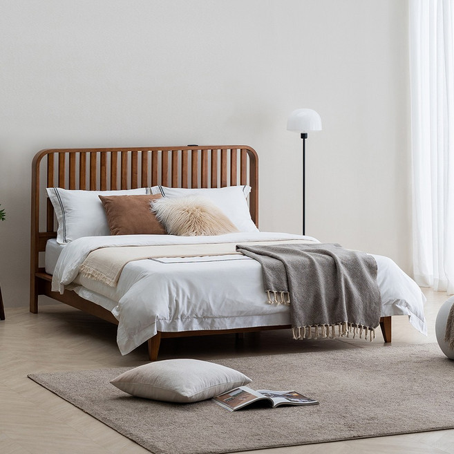 인홈 데이지 LED 고무나무 원목 평상형침대+사은품증정+A1 시그니처 매트리스 포함, 네츄럴