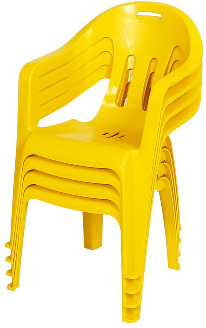 지오리빙 팔걸이 플라스틱의자 4개, 옐로우