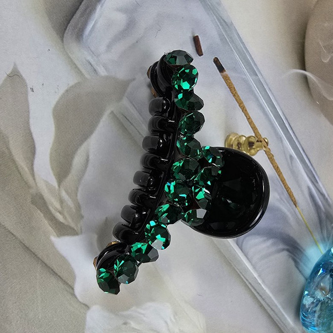 빛나는 4cm 스톤 큐빅 보석 집게핀 앞머리 옆머리 작은 헤어핀 포인트 반머리