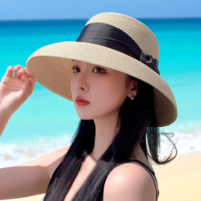 데일리바이블 여성 여름 선쉐이드 휴양지 햇빛 가리게 밀짚 모자