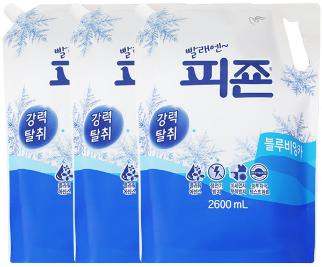 피죤 섬유유연제 블루비앙카 리필 2600ml x3, 2.6L, 3개