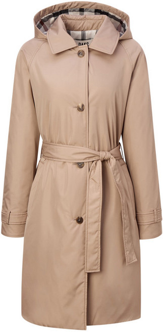 닥스 여성 코트 [솜사시]베이지 체크 배색 탈착 후드 스트랩 롱