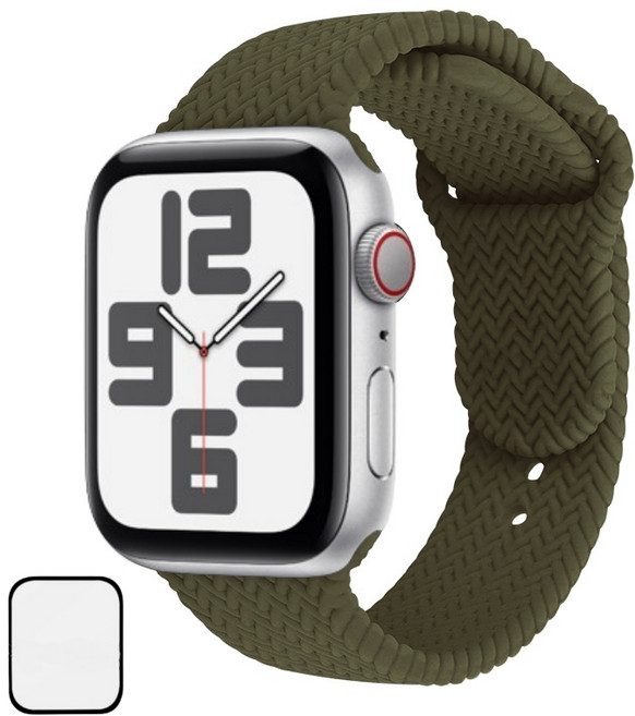 NUBASE 애플워치 호환 스위프트 브레이드 솔로루프 원버튼 실리콘 스트랩, 카키, 1개