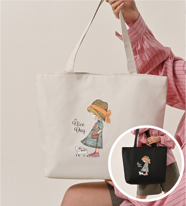 JC 지퍼 캔버스 에코백 토트백 대용량 여성 데일리 숄더백