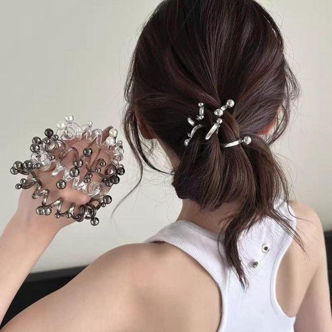 skansol 예쁜 진주 스프링 머리끈