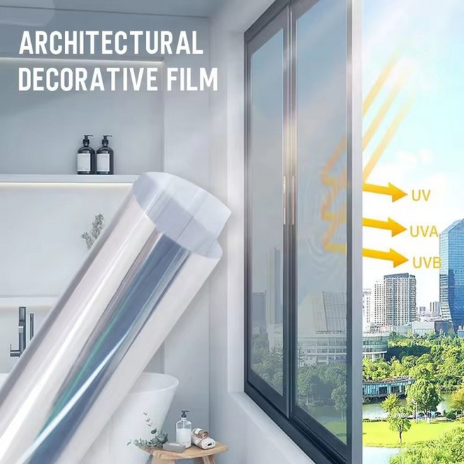 창필름 거울 효과 편도 비전 개인 정보 안티 UV 건물 스티커 태양 색조, 50x100cm Silver, 1개