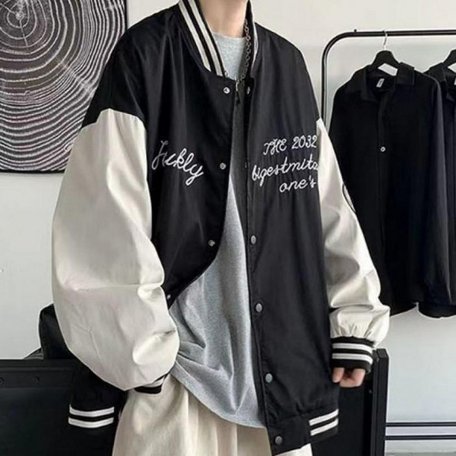 두줄 라인 야구점퍼 캐주얼한 가을 아우터 소매 밑단