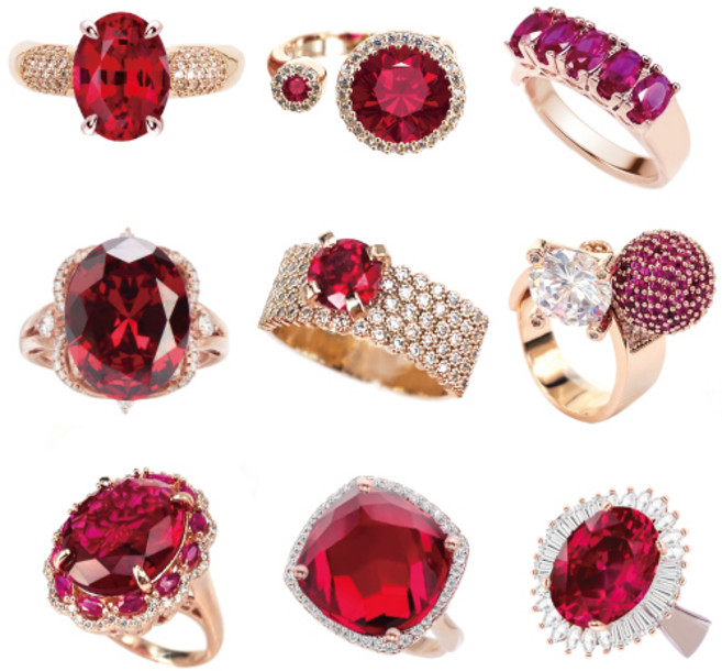 [다섯가지 주얼리] 붉은말 새해 루비 반지 9종 선택1 유색 프리사이즈 반지
