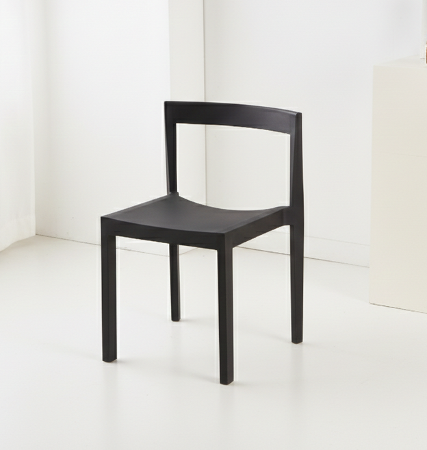 [당일출고] 리니어체어 모던 플라스틱 카페의자 업소용 행사 심플 가게의자, 블랙, 2개