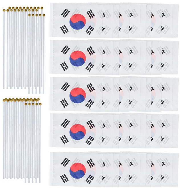 쇼핑팩토리 미니 천 수기 태극기, 50개, 소형 조립X