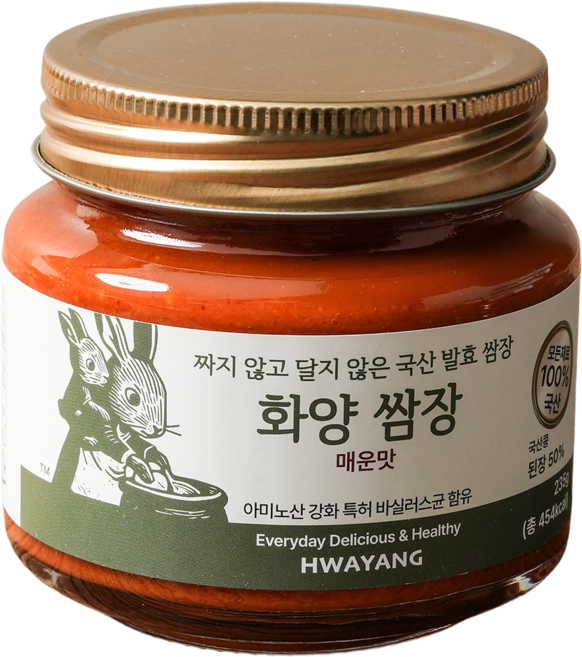 화양 매운 땡초 쌈장 무설탕 무첨가 저염 국산 전통 발효쌈장, 235g, 1개