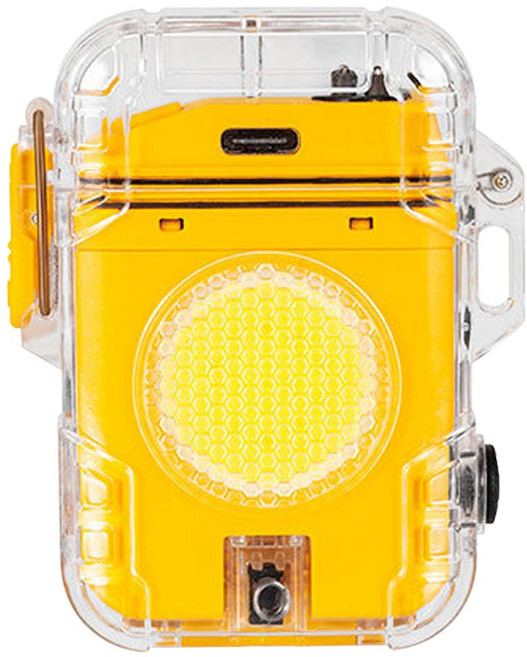 투데이리빙 LED 플라즈마 전기 라이 터 마그네틱 홀더 랜턴 겸용 듀얼 아크 라이트 후레쉬 충전용 USB c타입 충전 라이 타, R98103Y, 1개, 옐로우