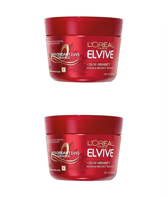 로레알 헤어 밤 250ml 2팩 컬러 바이브런시 L'Oreal Paris Elvive Color Vibrancy Repair and Protect Balm, 2개 - 쿠팡