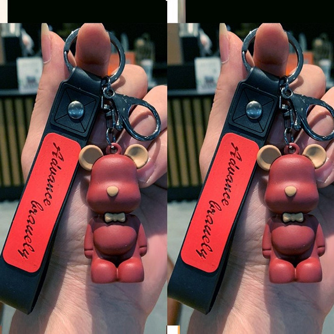 올리브파티 곰돌이 심플 베어 키링 열쇠고리, 2세트, 레드+레드