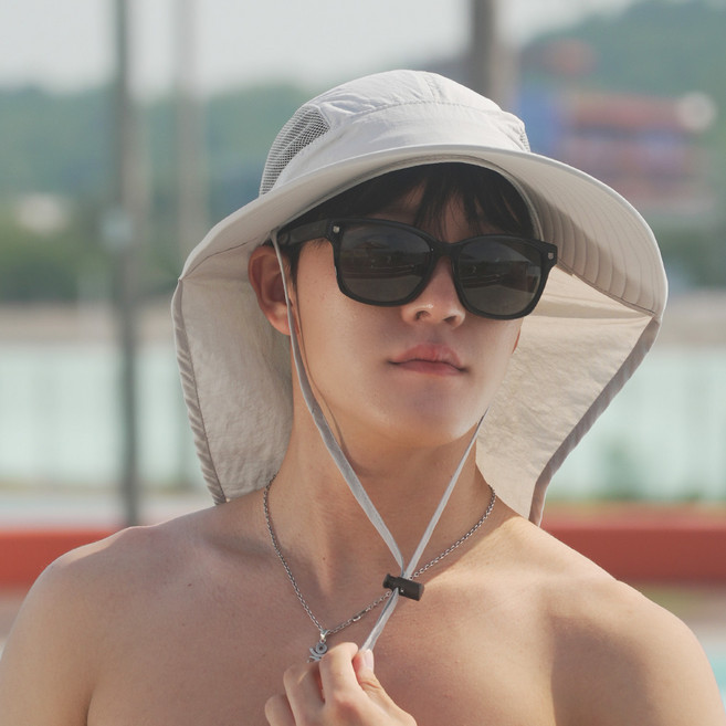 박스비 빅사이즈 대두 햇빛가리개 모자 물놀이 플랩캡 UPF 50, 라이트그레이