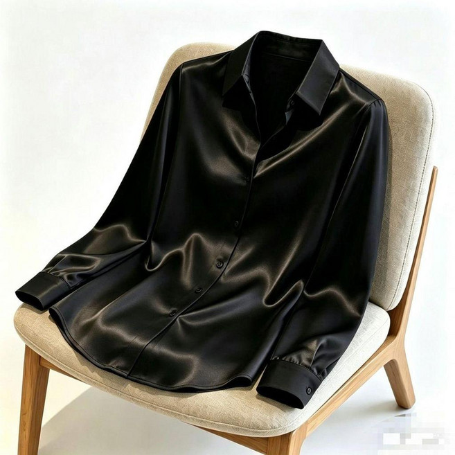 ELEGANT 真絲襯衫 桑蠶絲長袖寬鬆上衣