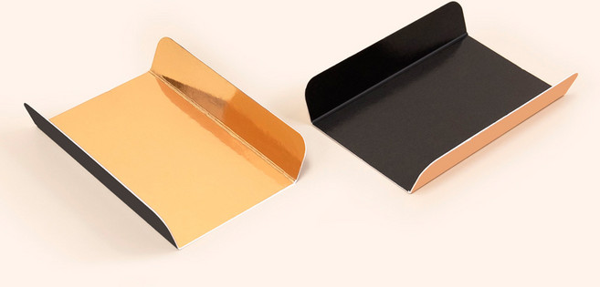 미니 무스케익 조각케이크 직사각 양면 종이받침 소 100개, 금색-검정