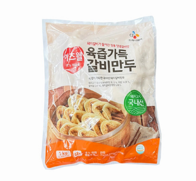 CJ 이츠웰 육즙가득 갈비만두, 4개, 1kg