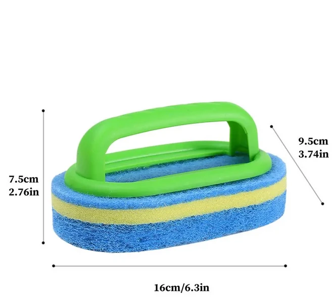 인체 공학적 손잡이가있는 스폰지 브러시 샤워 싱크 욕실 타일 스파 수영장 용 수세미, 01 Green, 01 빠른