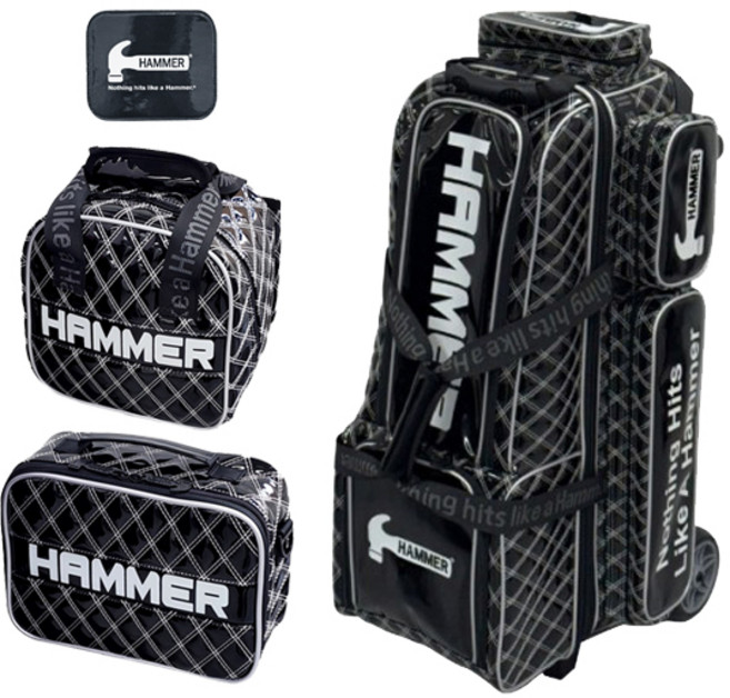 [빅3볼백 풀세트 이벤트] 햄머 빅 쓰리볼 롤러백 3볼 볼링가방 볼링용품, 1개, 블랙퀄팅/실버