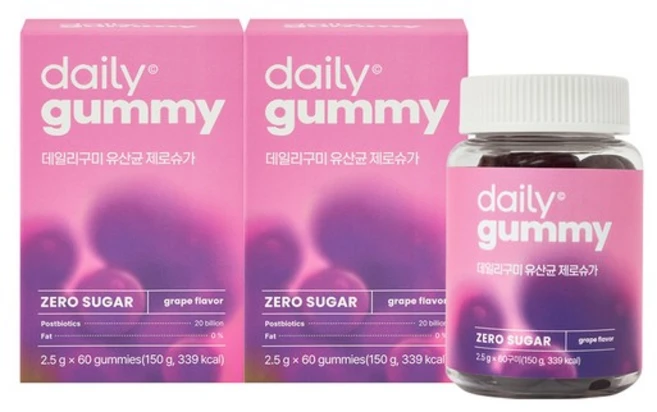 데일리 구미 유산균 제로슈가 60구미(병) 2박스, 60회분, 2개 - 쿠팡