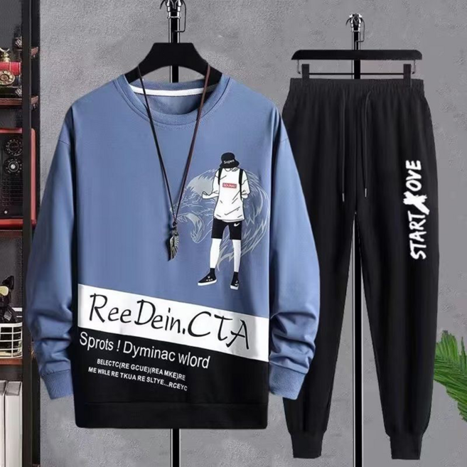 오스틱니 남성 트렌드 봄가을 캐주얼 트레이닝복 세트