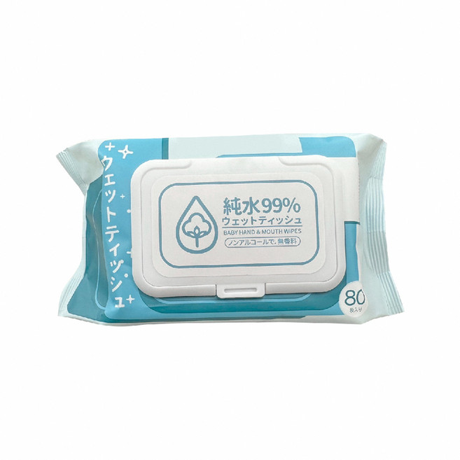 純水99% 嬰幼兒手口濕巾 無酒精無香料, 1套, 80片, 270g