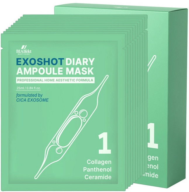 비아이펙트 엑소샷 다이어리 앰플 마스크 25ml #1_콜라겐 판테놀 세라마이드, 1개, 10개입