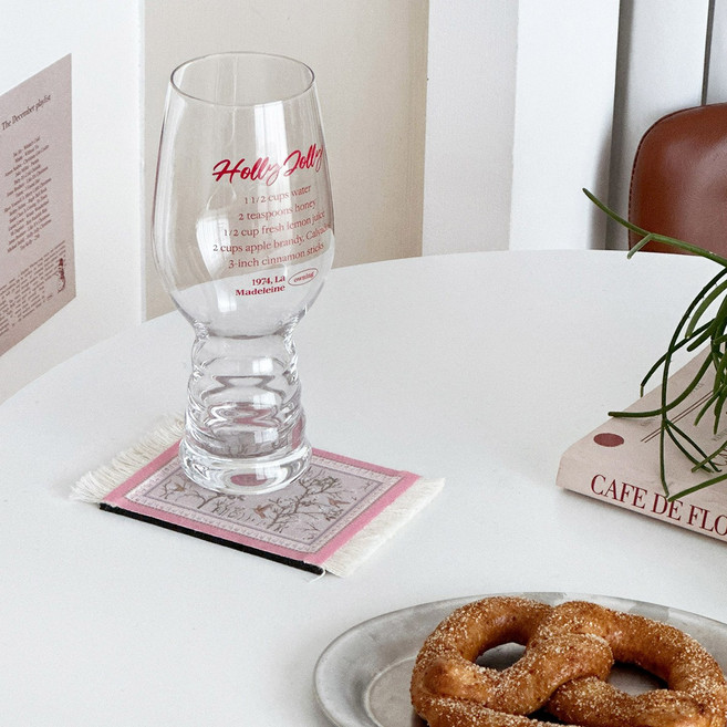 이이공브이샵 뉴트럴톤 양탄자 코스터 패브릭 에스닉 컵받침, 핑크, 1개