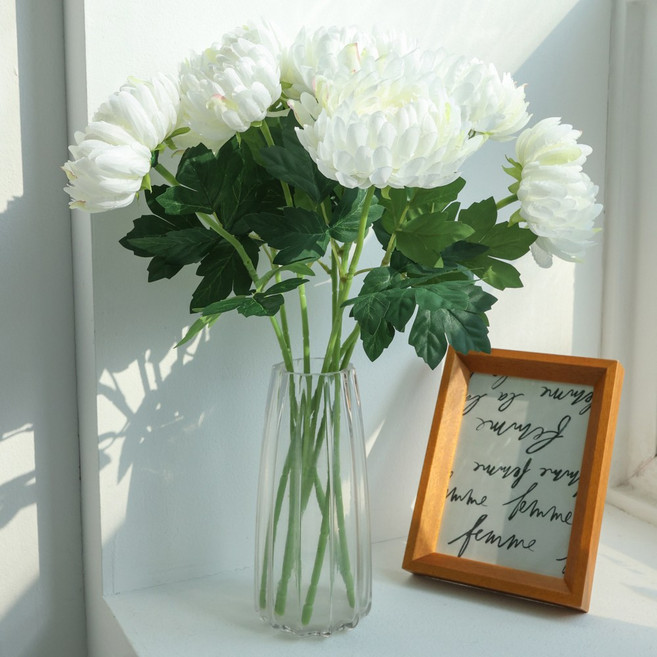 케이트가든 국화 성묘 조화 실크플라워 산소 납골당 꽃다발, 8개, 화이트