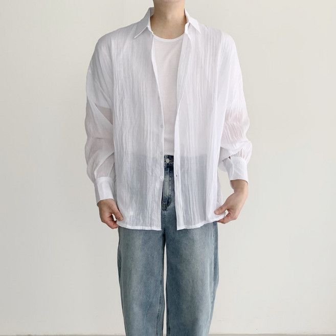 남자 린넨 셔츠 오버핏 거즈 남자 여름 남방