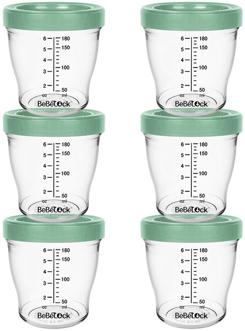 베베락 아이와 트라이탄 이유식용기 180ml (3+3개입), 1세트, 아이와 트라이탄 180ml(딥그린3P+딥그린3P), 1ml