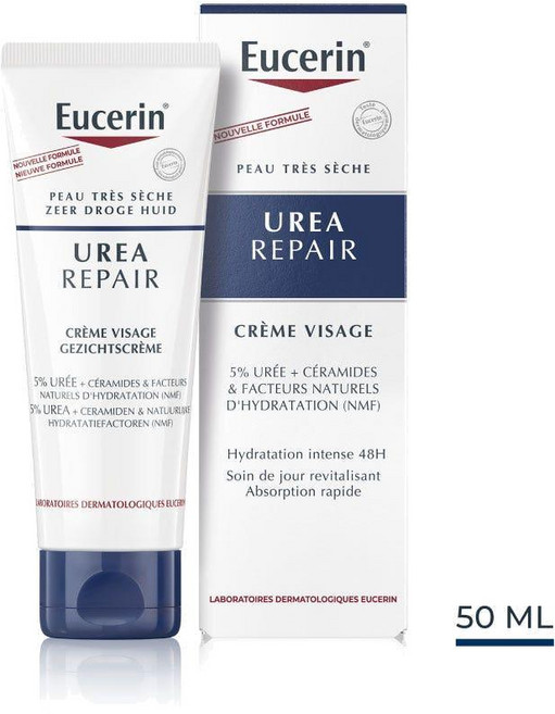 Eucerin UreaRepair Plus 5 Percent Face Cream 유세린 우레어리페어 플러스 5 퍼센트 페이스 크림, 2개, 50ml
